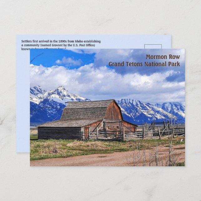 Mormon Row, Grand Tetons Postkarte (Vorne/Hinten)