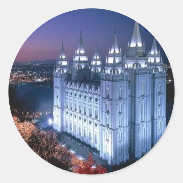 Mormon Temple Runder Aufkleber (Vorderseite)