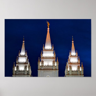 Mormonischer Tempel Salt Lakes LDS nachts Poster