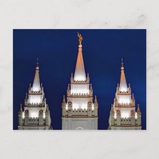 Mormonischer Tempel Salt Lakes LDS nachts Postkarte