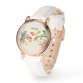 Morning Bird Rose Gold Vintager Weißstreifen Armbanduhr