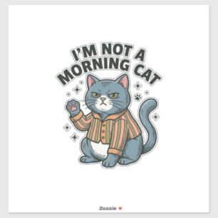 Morning Cat Vintage Gravur Lustiges Katzen T-Shirt Aufkleber