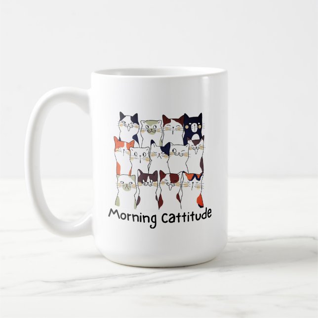 Morning Cattitude Cat Lovers Gift Tasse (Links)