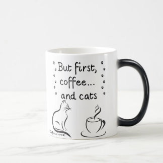 Morning Coffee & Cat Vibes – Cute Minimalist Mug Verwandlungstasse