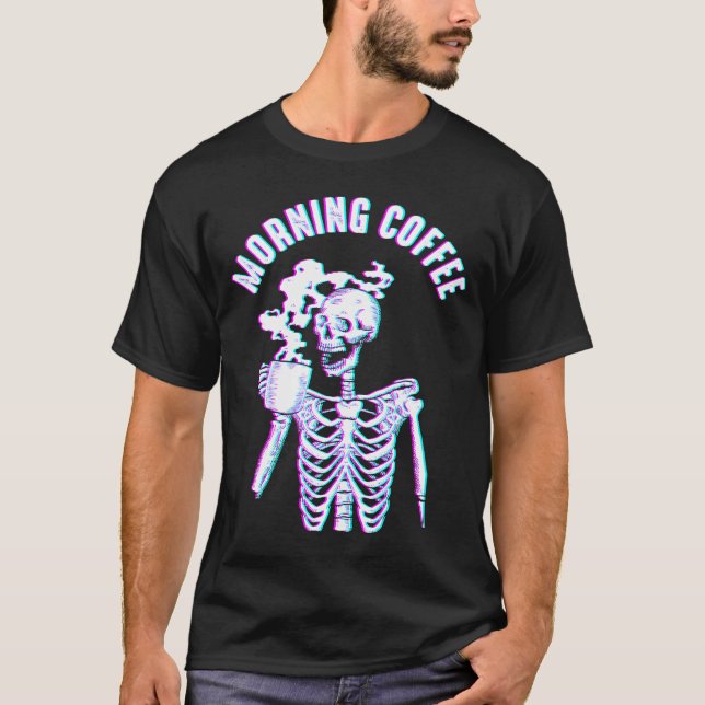 Morning Coffee Goth Ästhetik Skelett Emo Egirl E T-Shirt (Vorderseite)