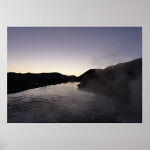 Morning Fog am Jackson River bei Grand Teton Poster