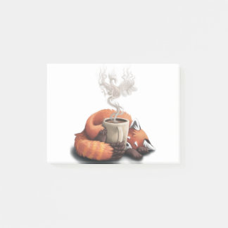 Morning Fox - cute coffee animal Post-it Klebezettel