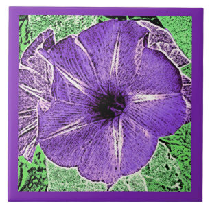 Morning Glory Block Print, Amethyst Lila Keramik Fliese