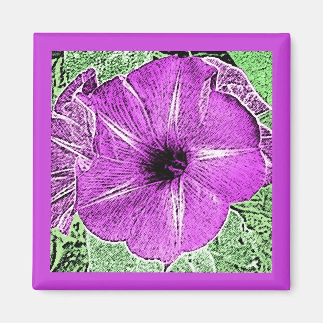 Morning Glory Block Print - Amethyst lila Magnet (Vorne)