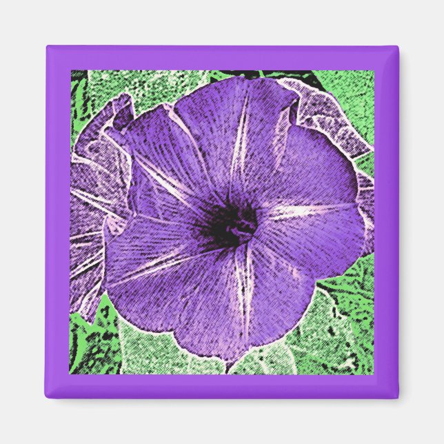 Morning Glory Block Print - Softviolett Magnet (Vorne)