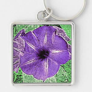 Morning Glory Block Print - Softviolett Schlüsselanhänger