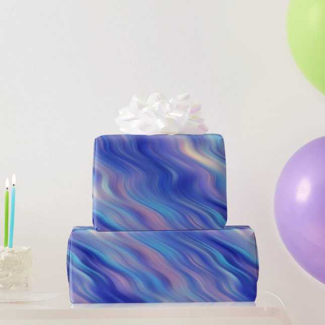 Morning Glory Blue Wavy Textur Geschenkpapier (Partygeschenke)