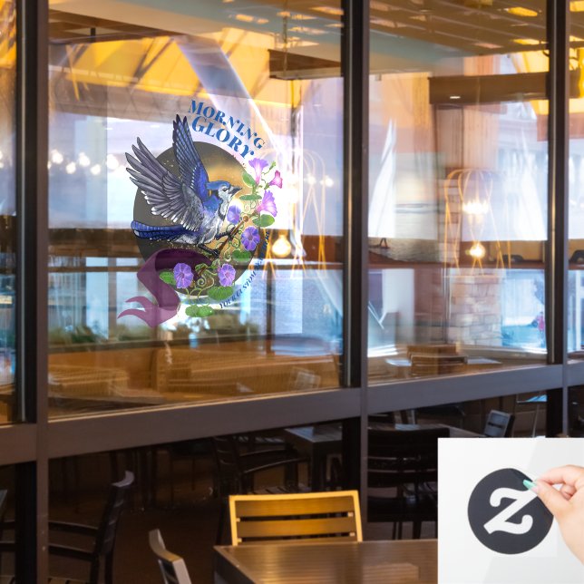 Morning Glory BlueJay Custom Window Clying Fensteraufkleber (Restaurantfenster)