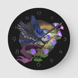 Morning Glory Bluejay Runde Wanduhr