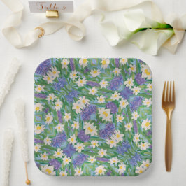 Morning Glory floral, 9" Square Paper Plate Pappteller