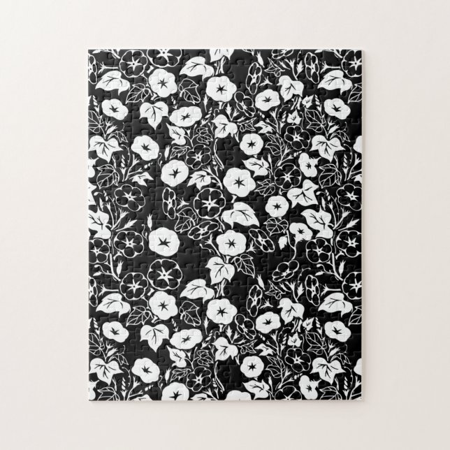 Morning Glory Flower Garden BW II Puzzle (Vertikal)