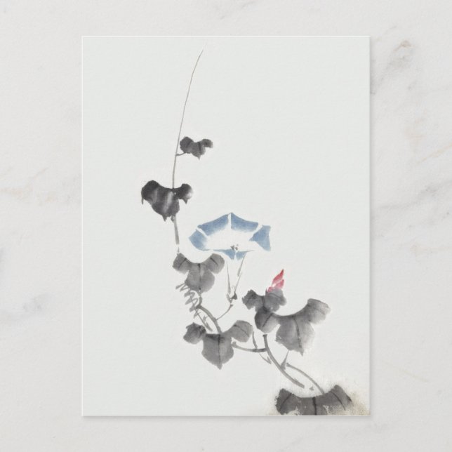 Morning Glory Hokusai Japanisch Fine Art Art Postkarte (Vorderseite)