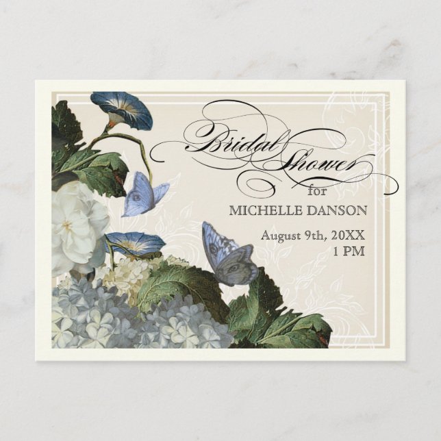 Morning Glory Hydrangea - Brautparty Postcard Einladungspostkarte (Vorderseite)