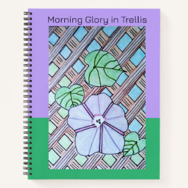 Morning Glory on Trellis Lila & grün Hintergrund Notizbuch