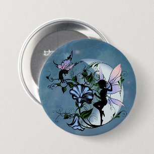 Morning Glory Shadow Fairy und kosmische Katze Button