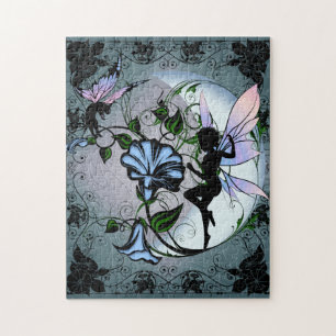 Morning Glory Shadow Fairy und kosmische Katze Puzzle
