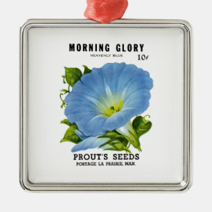 Morning Glory Vintag Seed Packet Silbernes Ornament