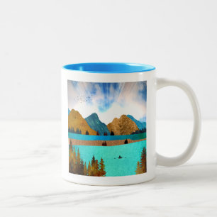 Morning Lake Rower Zweifarbige Tasse