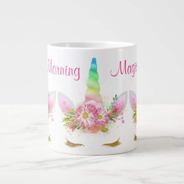 Morning Magic Unicorn Regenbogen Jumbo-Tasse (Vorderseite)