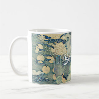 Morning Meditation spirituelles Gebet Frau Blue Kaffeetasse