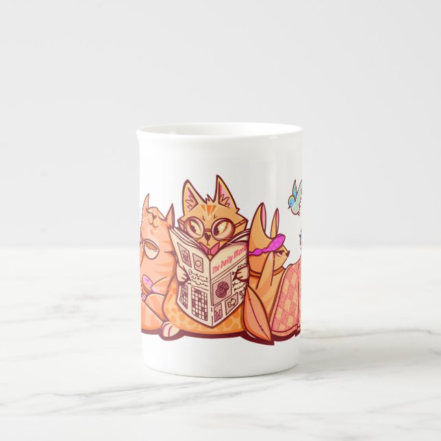 Morning Meow - Niedliche Cat-Tasse Prozellantasse (Vorderseite)