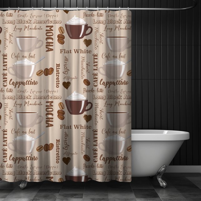 Morning Mocha Latte Coffee Lovers Collage Duschvorhang (Morning Mocha Latte Coffee Lovers Collage Shower Curtain)