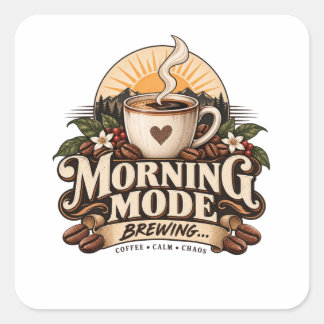 Morning Mode Braut Kaffee Liebhaber Vintage Kaffee Quadratischer Aufkleber