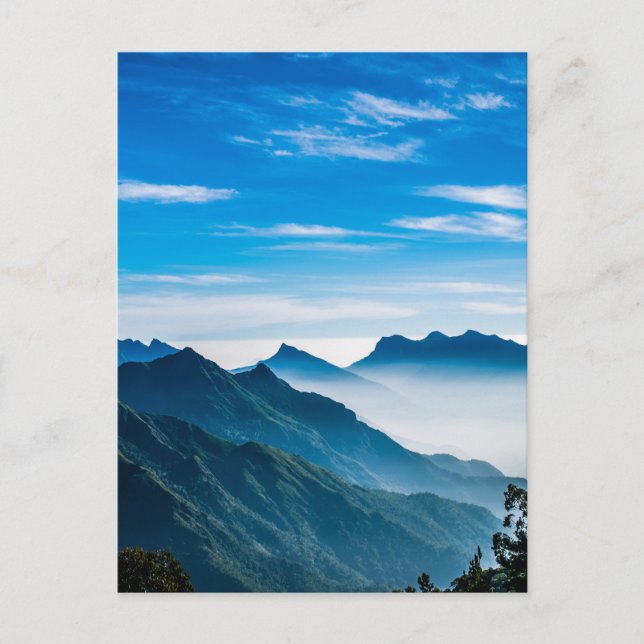 Morning Mountains Nebellandschaft Postkarte (Vorderseite)
