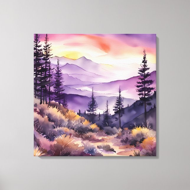 Morning nebel Smokey Mountains Wasserfarbe Leinwanddruck (Vorderseite)