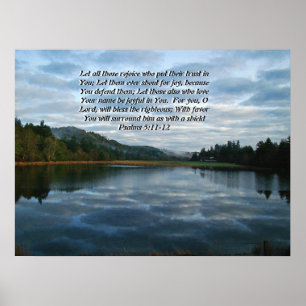 Morning Sky & Lake Psalms 5:11,12 Print Poster