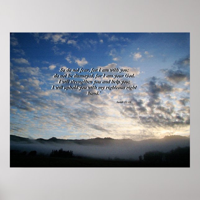 Morning Sky & Mist Isaiah 41:10 Print Poster (Vorne)