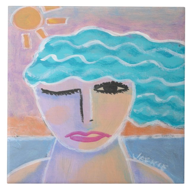 Morning Sky Original Abstrakte Malerei Fliese (Vorderseite)