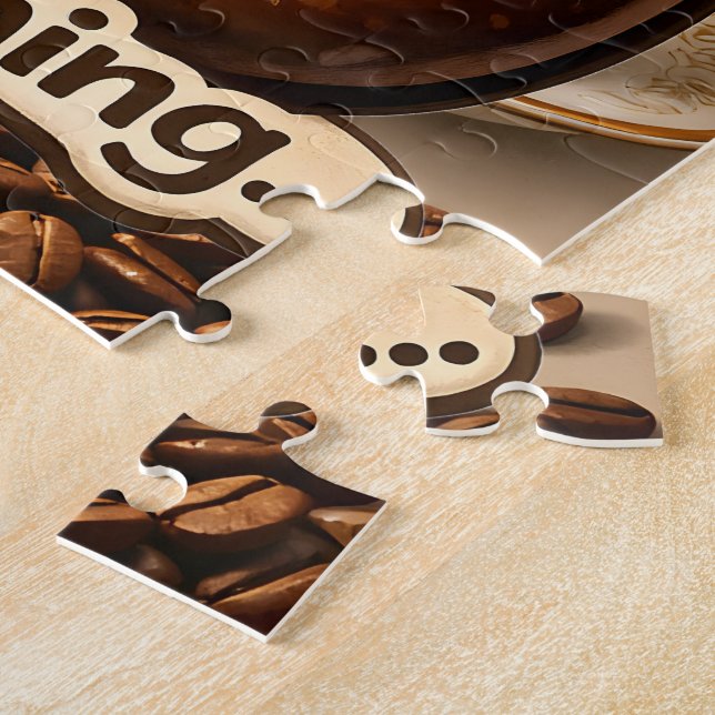 Morning, sleepy coffee bean funny relatable jigsaw puzzle (Seite)