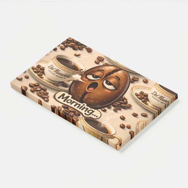 Morning, sleepy coffee bean funny relatable post post-it klebezettel (angewinkelt)