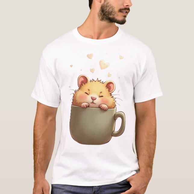 Morning Snuggle - Cosy Hamster Coffee Shirt (Vorderseite)