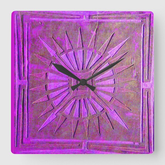 MORNING STAR , antike Purple Quadratische Wanduhr (Vorderseite)