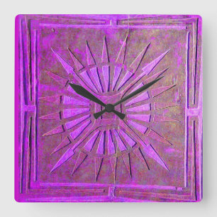 MORNING STAR , antike Purple Quadratische Wanduhr