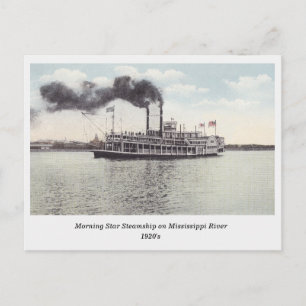 Morning Star-Dampfschiff auf einer alten Mississip Postkarte