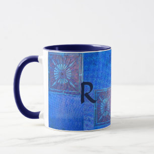 MORNING STAR Pawnee Native American, Blue Monogram Tasse