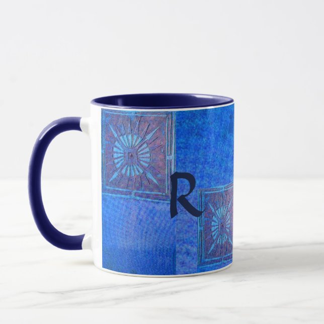 MORNING STAR Pawnee Native American, Blue Monogram Tasse (Links)