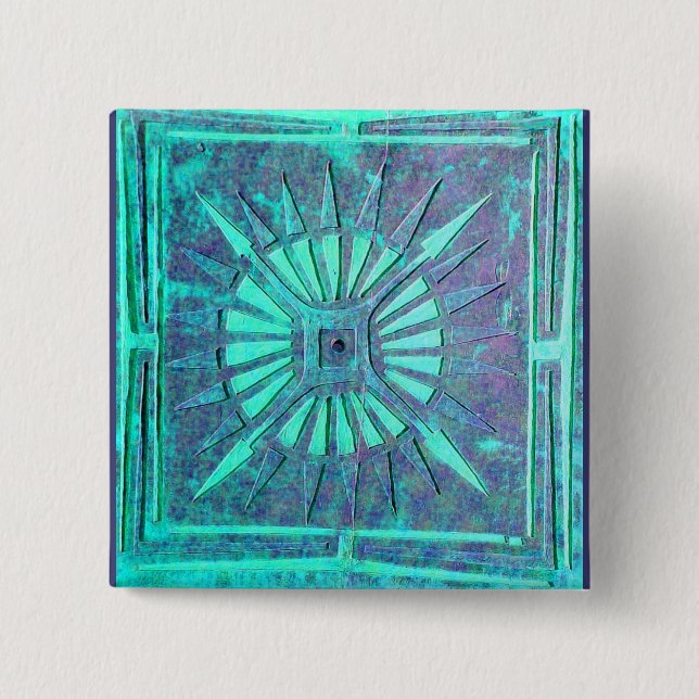 MORNING STAR, Turquase Blue Green, Teal Button (Vorderseite)