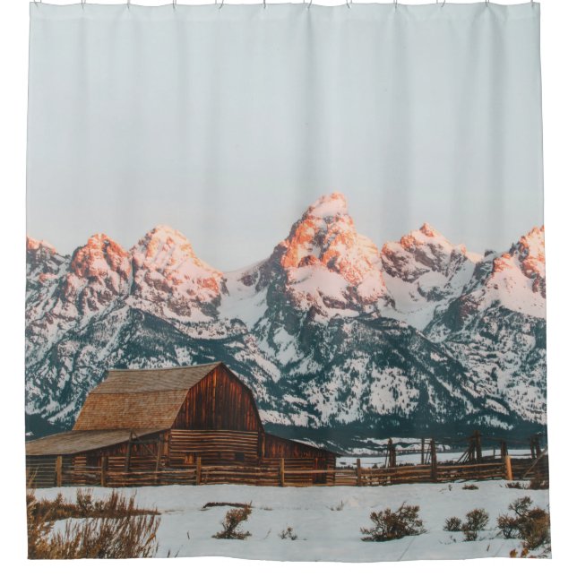 Morning Sunrise Cabin Grand Teton Nationalpark Duschvorhang (Vorderseite)