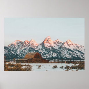 Morning Sunrise Cabin Grand Teton Nationalpark Poster