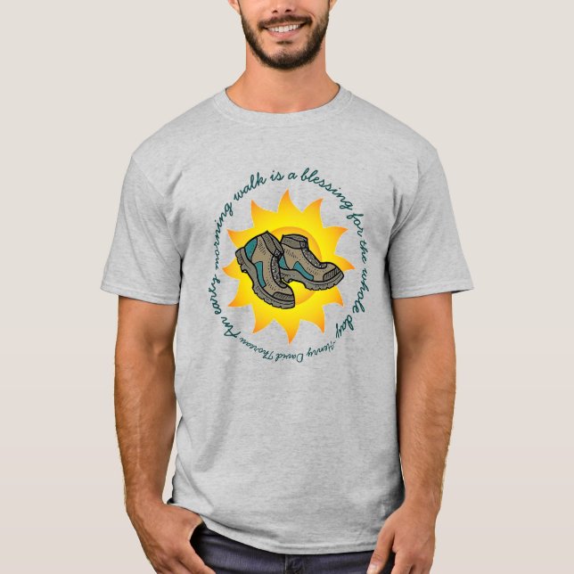 Morning Walk Thoreau Zitat T-Shirt (Vorderseite)