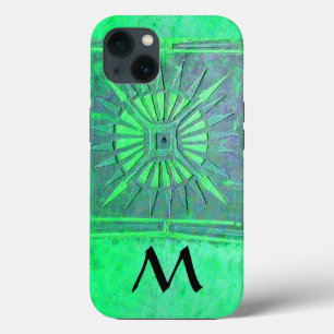 MORNSTAR , Aquamarines grünes Schwarzes Monogramm Case-Mate iPhone Hülle